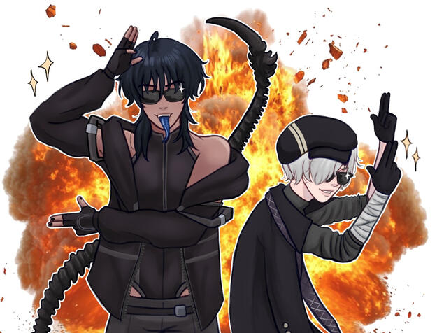 Half body + 1 add chara